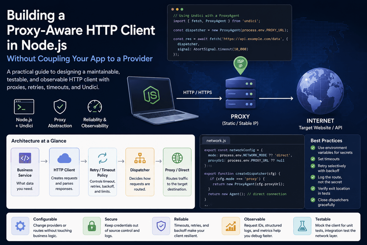 Building a Proxy-Aware HTTP Client in Node.js Without Coupling Your App to a Provider.